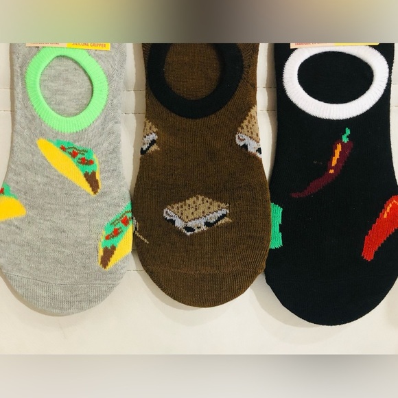 3pairs no slip silicon‎ gripper shoe liners hot pepper smores & taco pattern - Picture 11 of 11